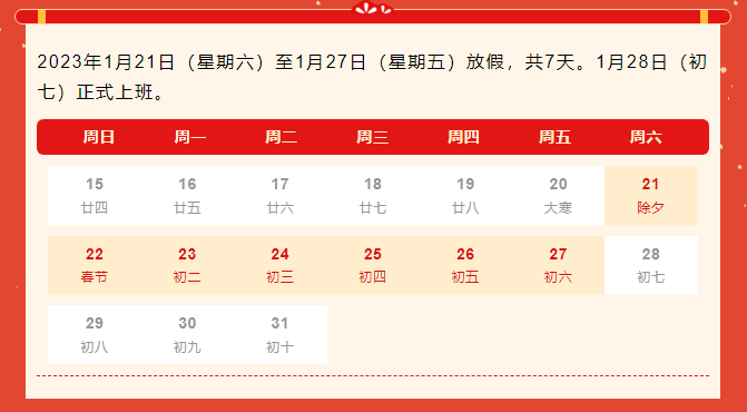 恭賀新春 | 瑞沃德2023年春節放假通知！